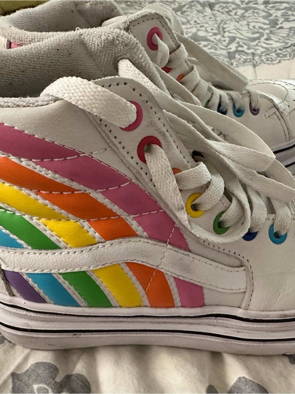 Vans White Skate Shoe with Rainbows, Flour Shop